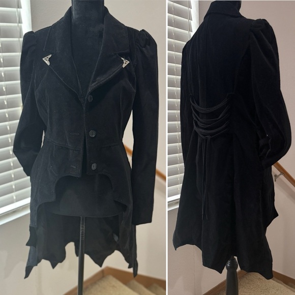 Dolls Kill Jackets & Blazers - Grave Girls velvet bat high-low women's tailcoat jacket with a lace-up back L